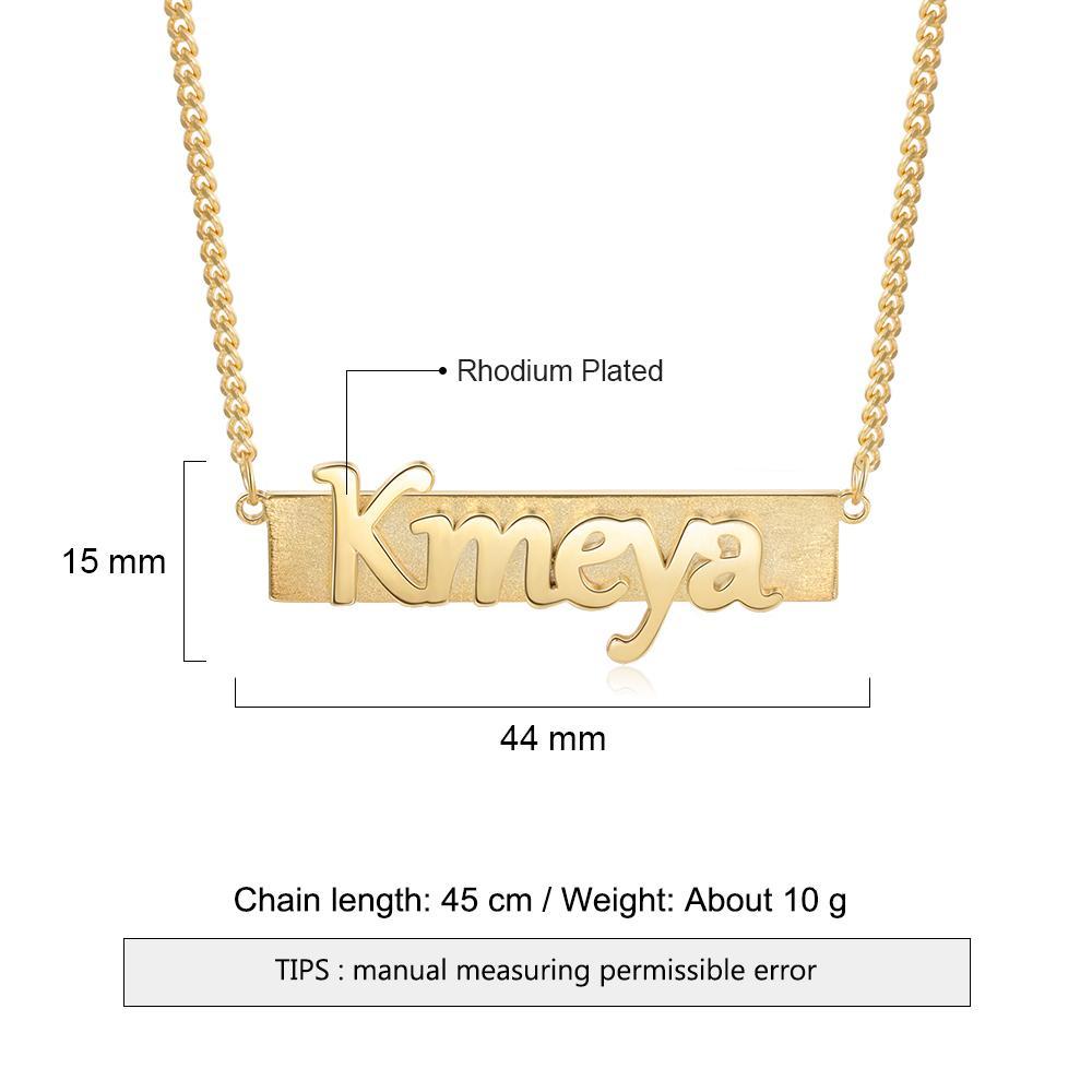 Collier Prénom Homme Collier Bar Personnalisé Chaîne Prénom Personnalisé Plaqué Or 14K