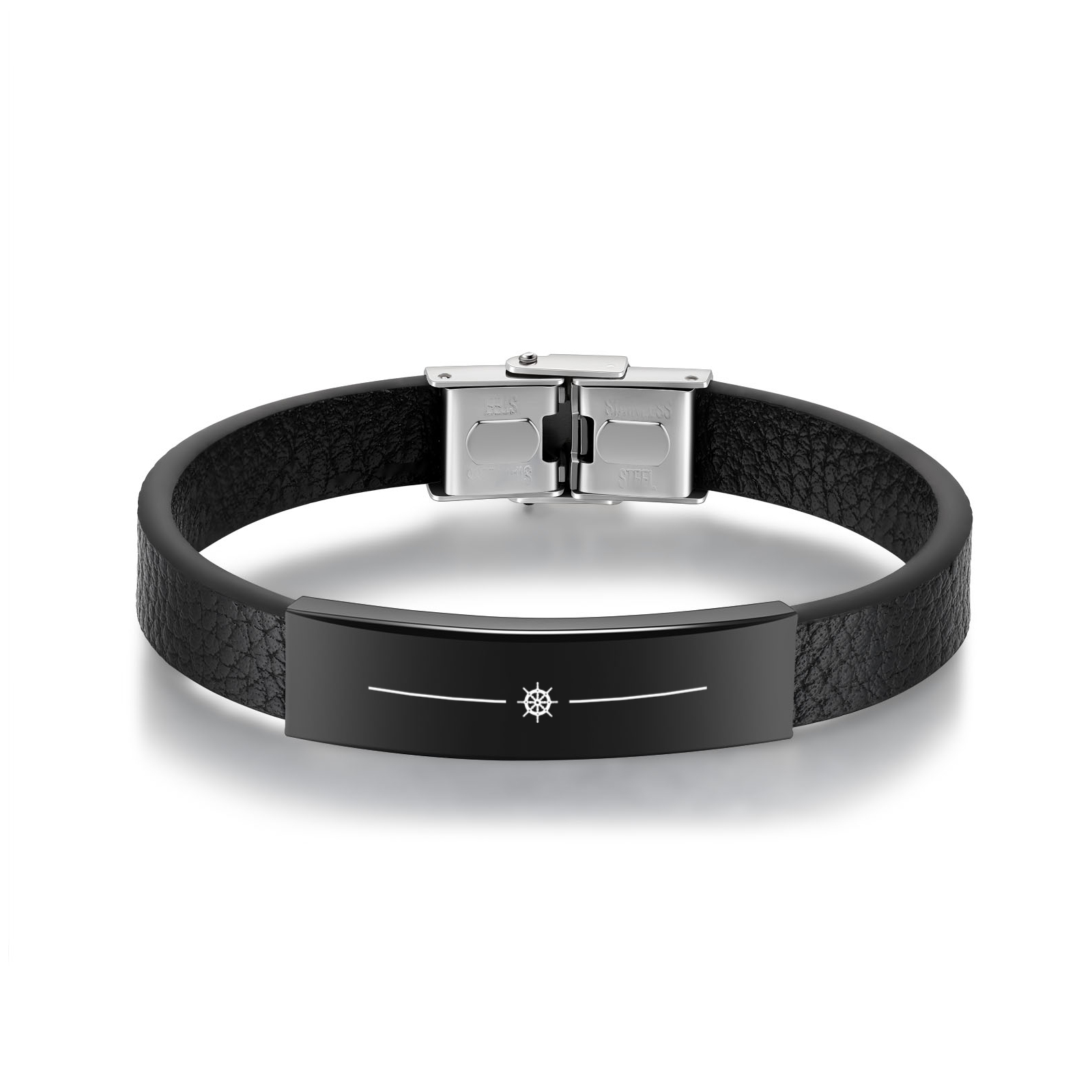 Bracelet Cuir 1 Prénom et Date Personnalisés pour Homme