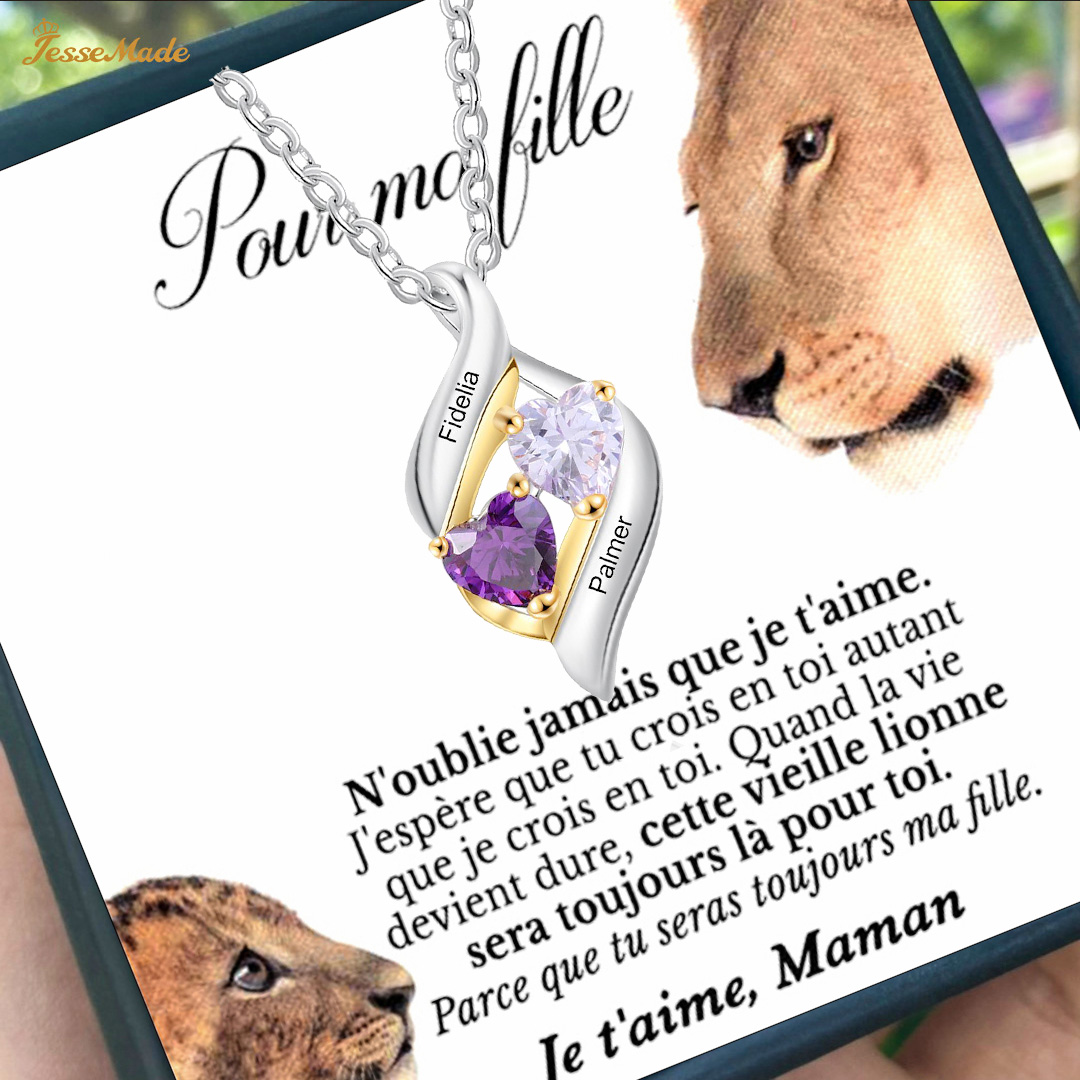 A ma fille-Collier Personnalisé 2 pierres naissance ARGENT 925