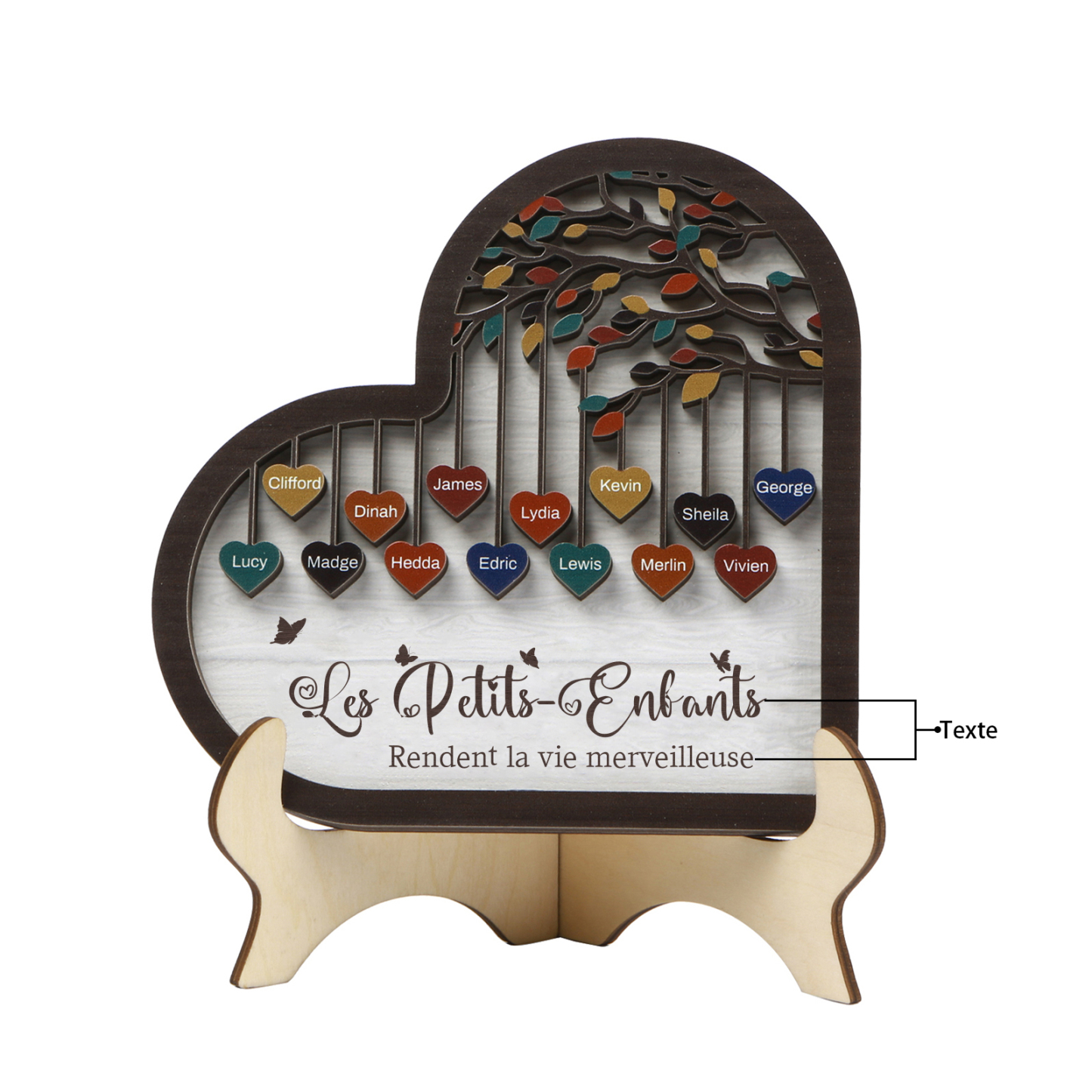 À Mamie Décoration en bois l'arbre des cœurs 14 Prénoms Personnalisés Ornement Famille Cadeau pour mamie | Jessemade