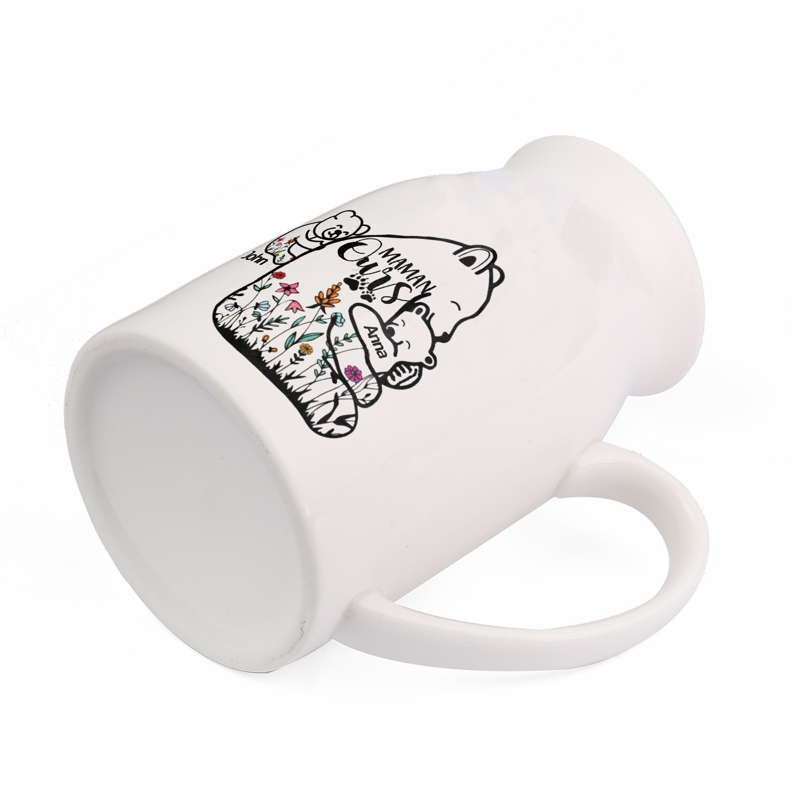 Vase à Fleurs Ours 2 Prénoms Personnalisés avec Texte Décoration de la Maison