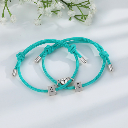 Bracelet Initiale Magnétique 2 Lettres Personnalisées pour Couple｜Jessemade