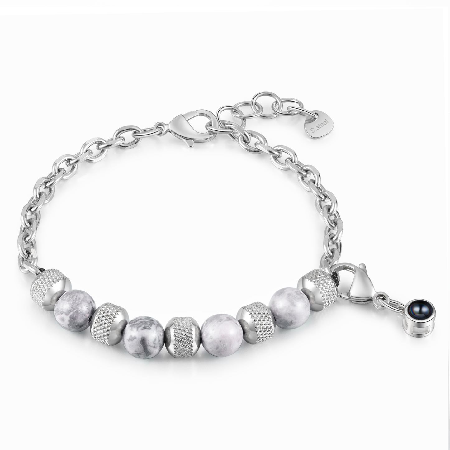 Bracelet Perles Projection de Pierres Photo Personnalisée