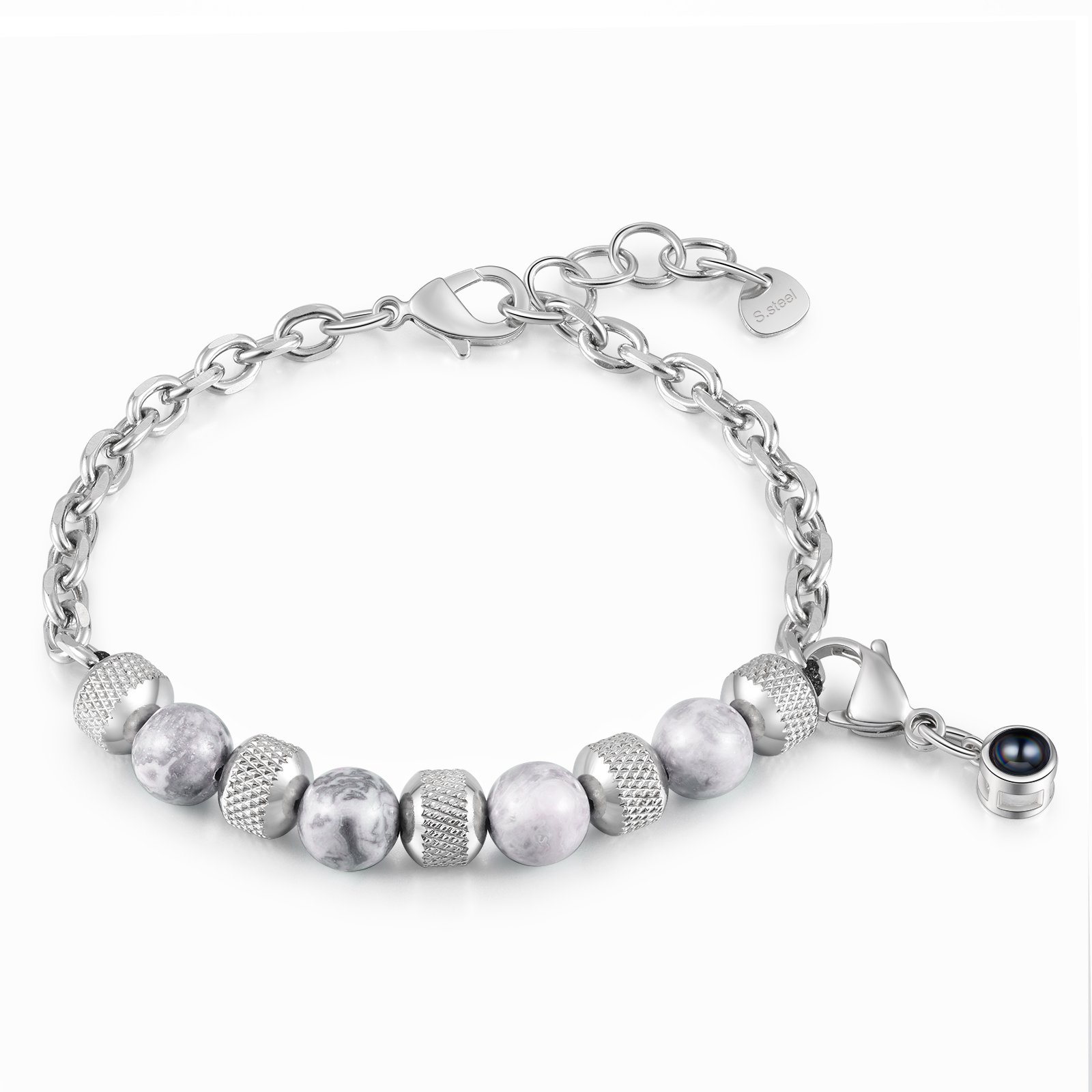 Bracelet Perles Projection de Pierres Photo Personnalisée