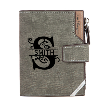 Jessemade FR Portefeuille 1 Prénom Personnalisé avec Lettre et Photo Classique Homme Porte-Monnaie Carte