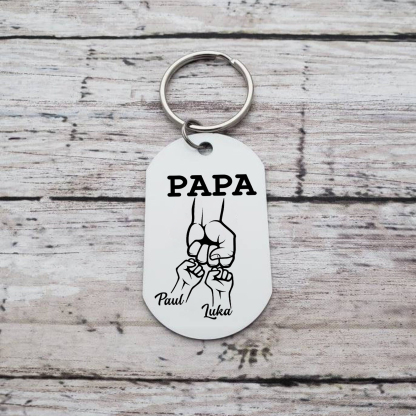 À mon Papa - 1-5 Noms Porte-Clés Poings Personnalisés avec Photo