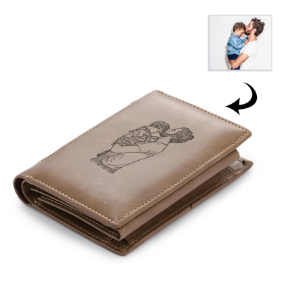 Jessemade FR Portefeuille Photo Personnalisé avec date Classique Homme Porte-Monnaie Carte