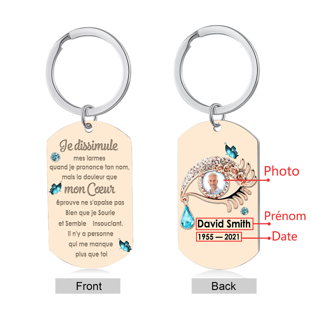 Porte-Clés Commémoratif 1 Prénom et Photo Personnalisés avec Date