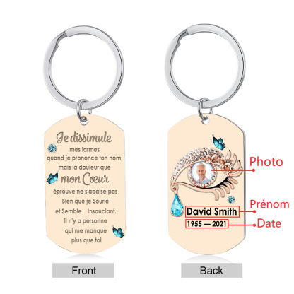 Porte-Clés Commémoratif 1 Prénom et Photo Personnalisés avec Date