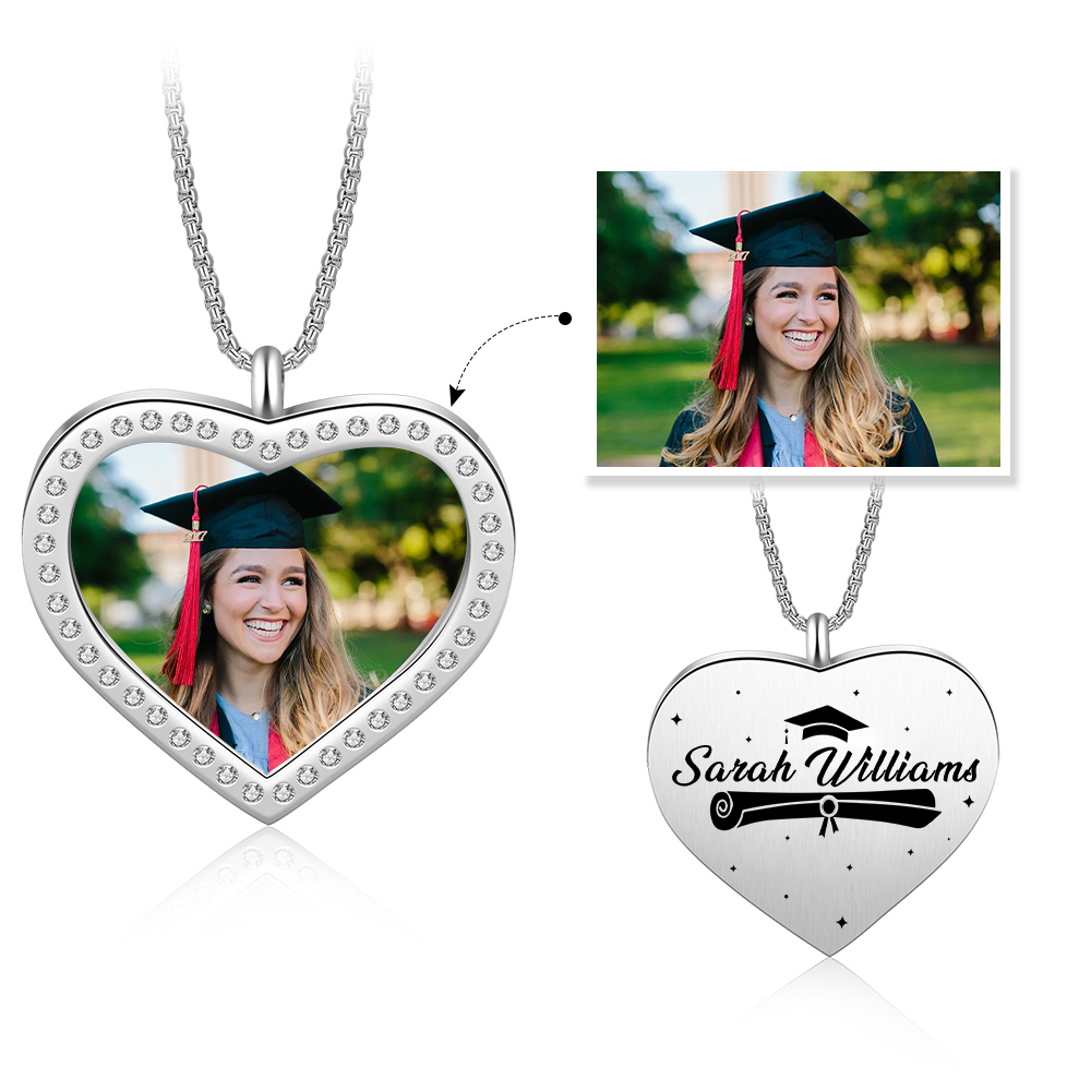 Collier Diplômé Prénom et Photo Personnalisés Cadeau de Graduation
