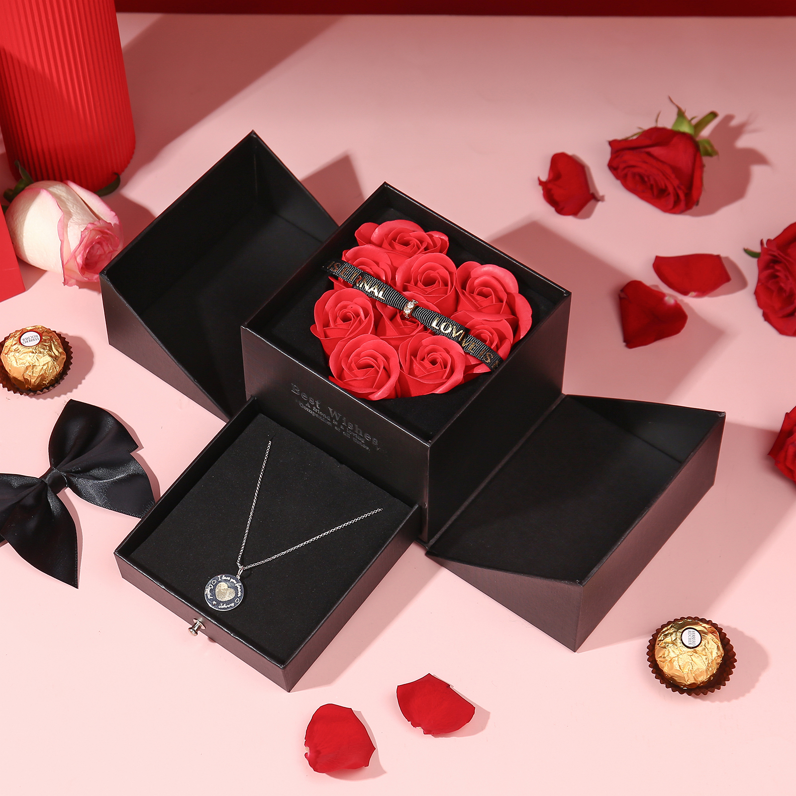 Boîte à bijoux Fleurs Coffret Cadeau avec Nœud