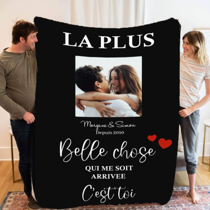Couverture Plaids Polaire Prénom et Photo Personnalisés avec Texte-Jessemade FR
