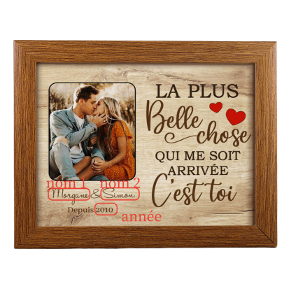 Cadre en bois de Saint-Valentin 2 Prénoms personnalisé avec photo et année | Jessemade
