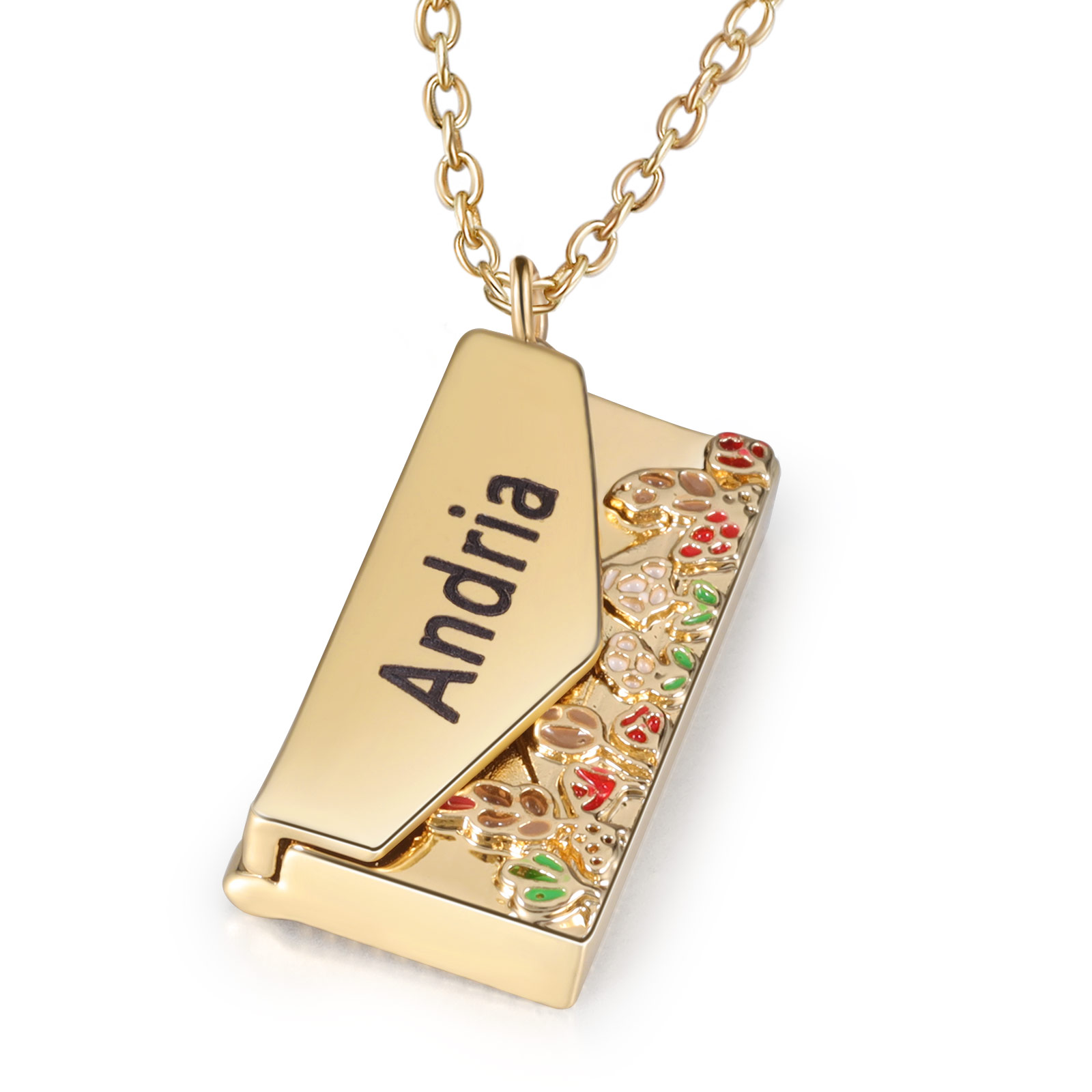 Collier Enveloppe 1 Prénom Personnalisé Collier Pendentif