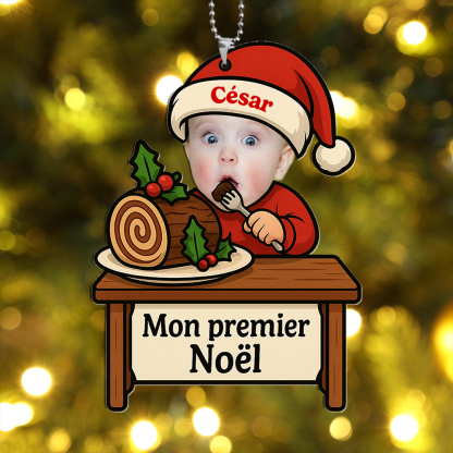 Décoration Sapin Noël Bûche de Noël - 1er Noël de Bébé