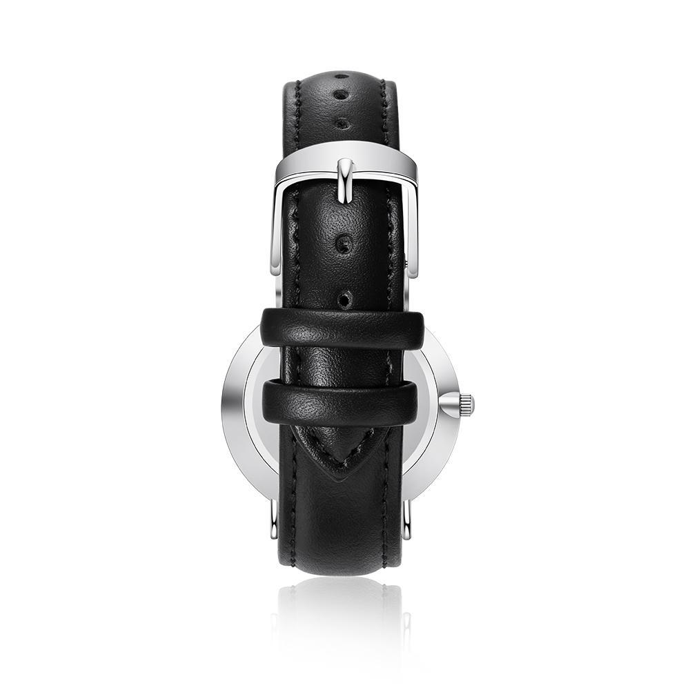 Montre Personnalisée Photo avec Gravure du prénom ou Message Bracelet en Cuir