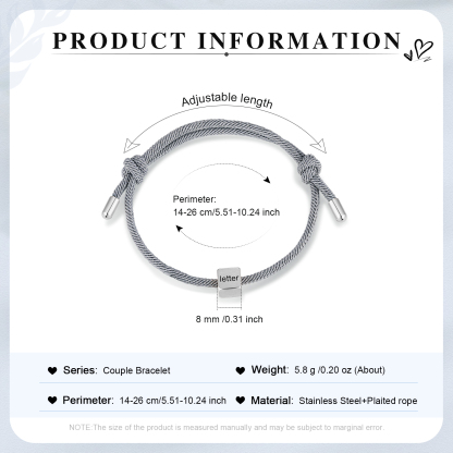 Bracelet Initiale 1 Lettre Personnaliséepour Couple｜Jessemade