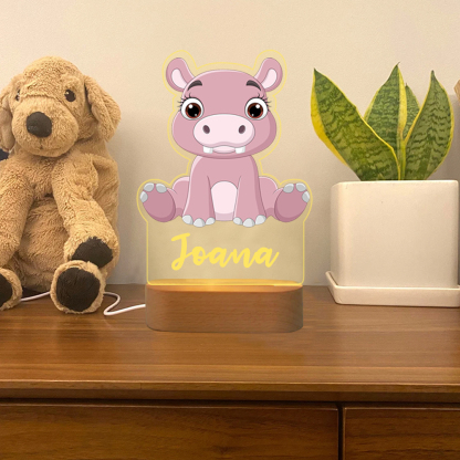 Lampe de chevet 27 animaux Prénom personnalisé LED Lumières 