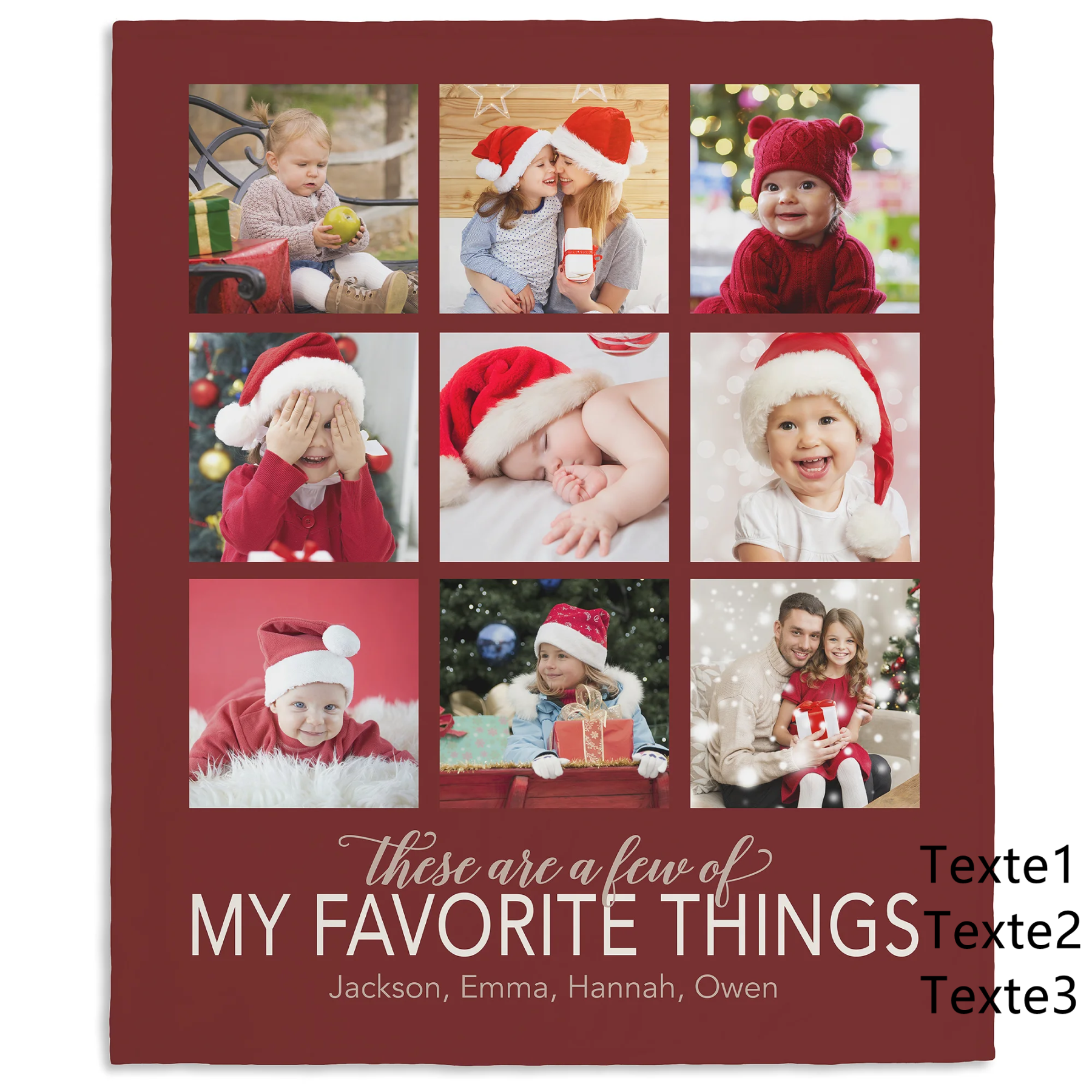 Plaid Personnalisé Couverture Flanelle 9 Photo Personnalisée avec 3 Textes | Jessemade