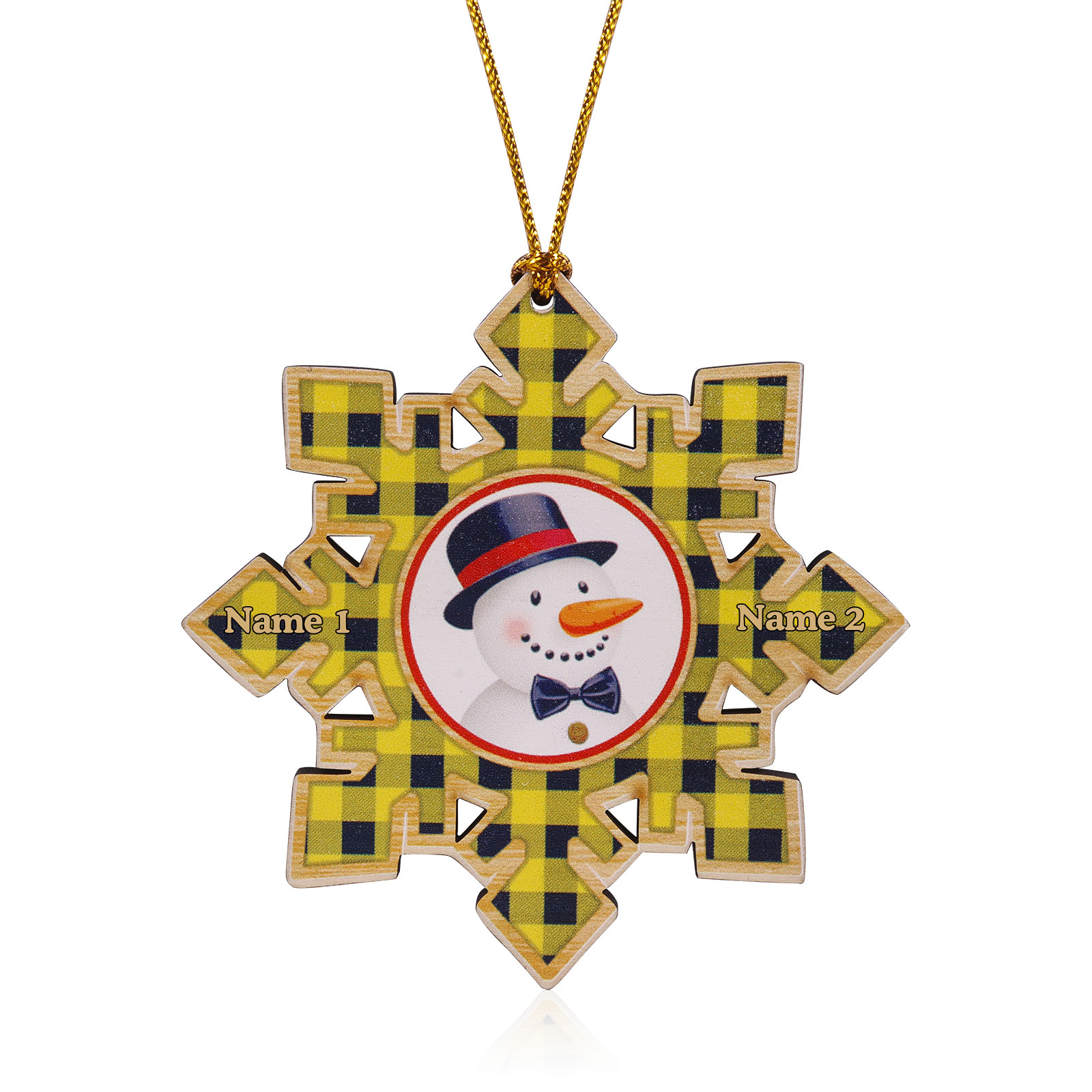 2-6 Noms Décoration Sapin Noël Flocon de neige Bois Personnalisés-Jessemade FR