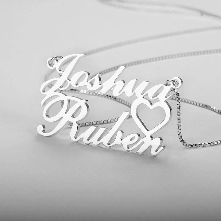 Collier Prénom Personnalisé Collier 2 Prénom Cuivre Cadeaux Saint Valentin