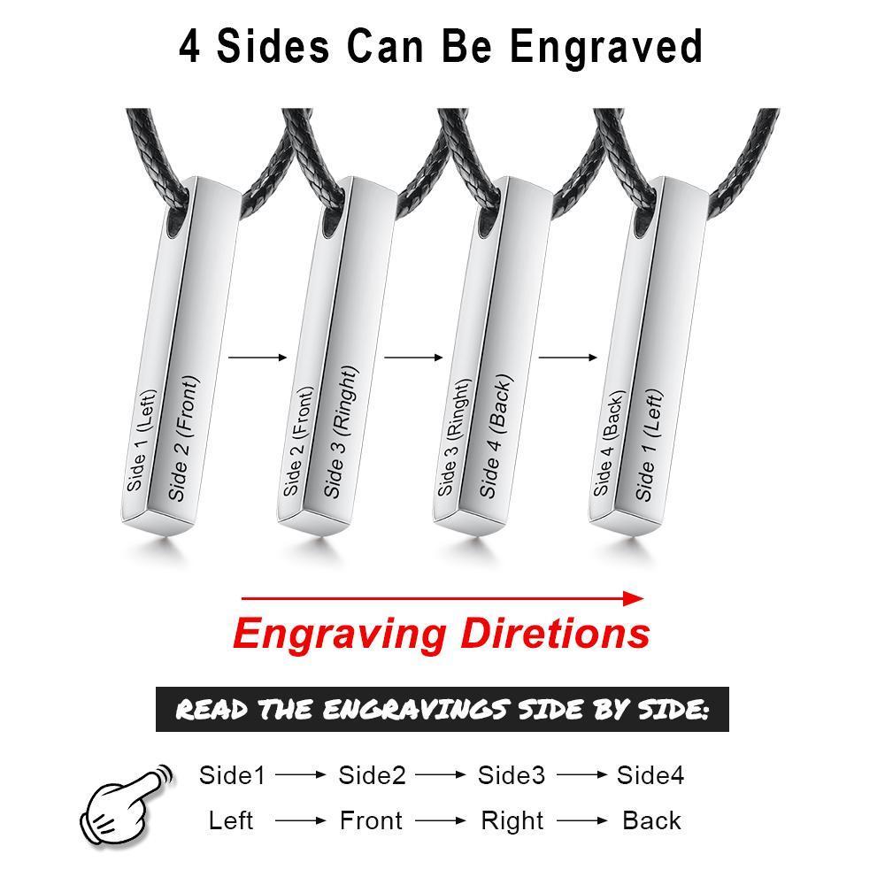 À Mon Fils- Collier Barre 4 Prénoms Gravés Pour Homme Meilleur