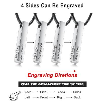 À Mon Fils- Collier Barre 4 Prénoms Gravés Pour Homme Meilleur