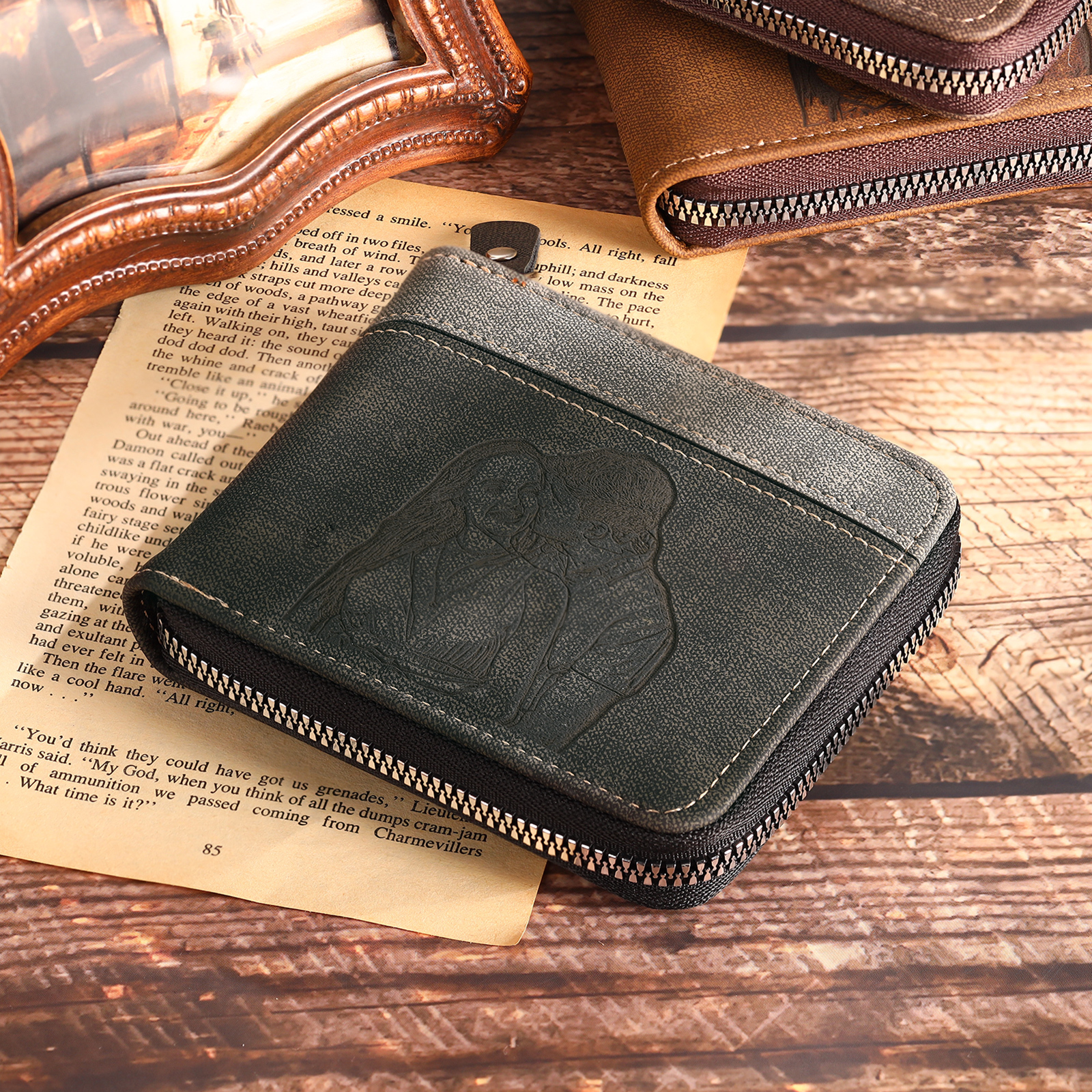 Portefeuille Classique 1 Prénom et Lettre Personnalisés avec Photo Porte-Monnaie Carte