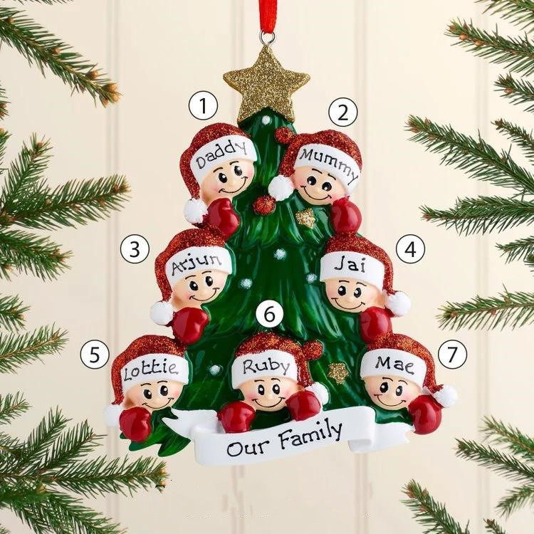 2-8 Noms Décoration Sapin Noël Poupées avec Sapin de Noël Personnalisés avec texte