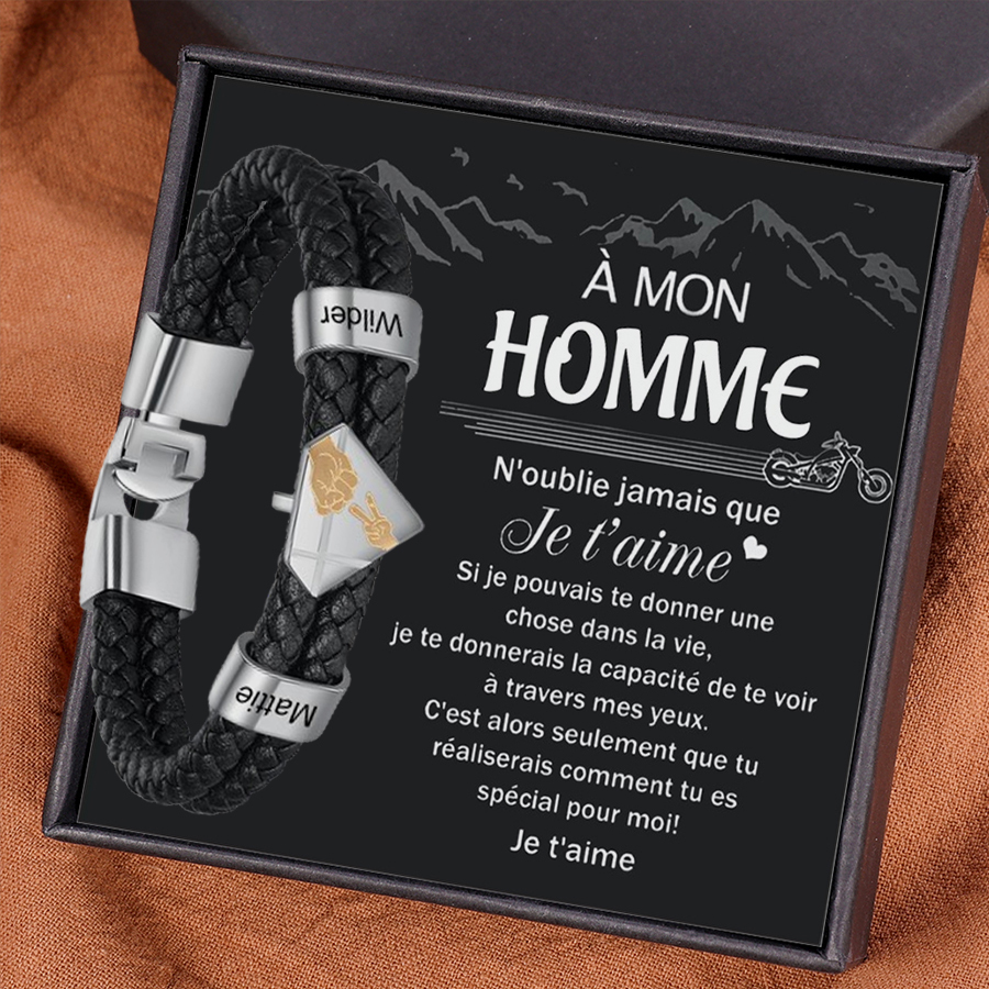 À mon Homme - Bracelet 2 Prénoms Personnalisés en Acier inoxydable