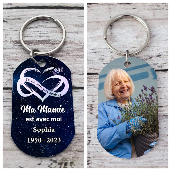 Porte-Clés Commémoratif 1 Prénom et Photo Personnalisés avec Date et Texte