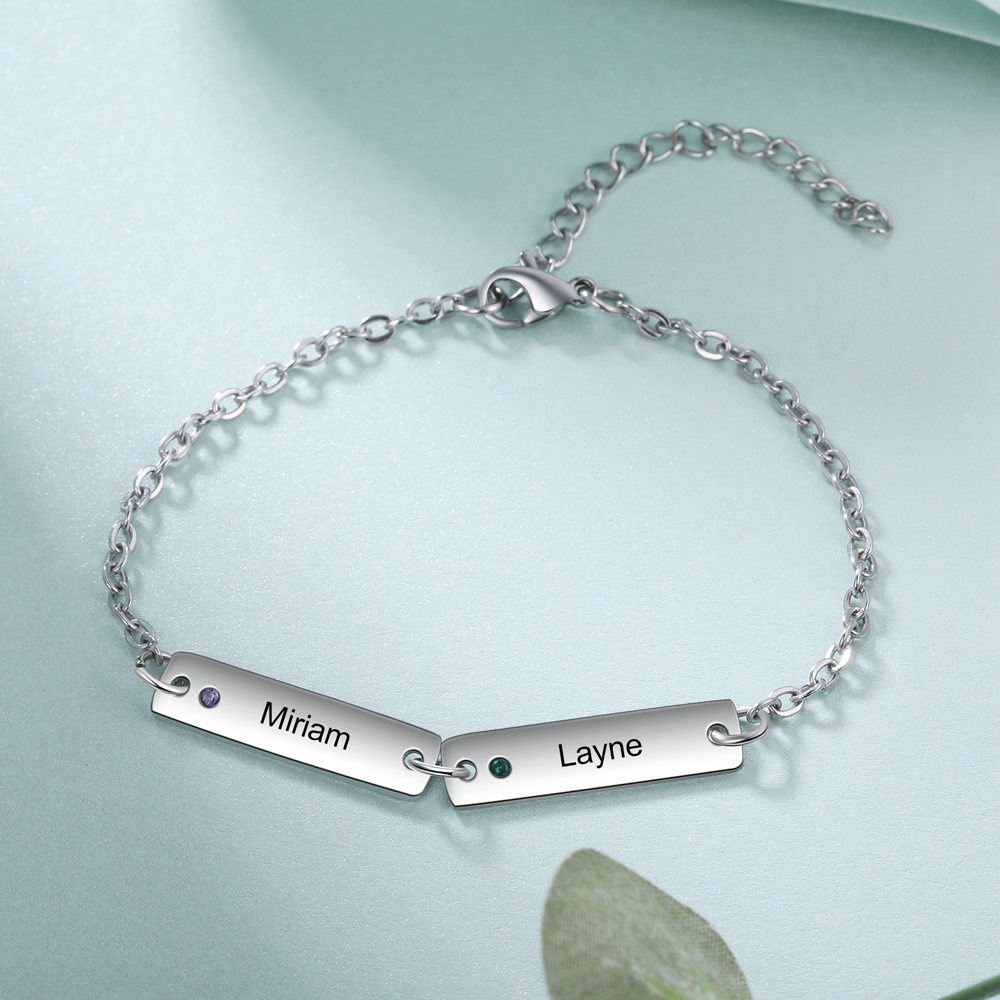 Bracelet 3 Prénom Personnalisé avec 3 Pierre de Naissance