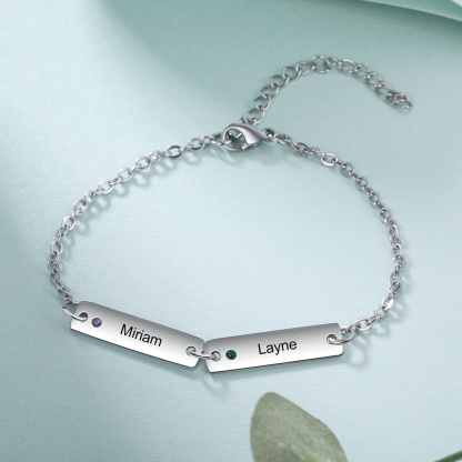 Bracelet 3 Prénom Personnalisé avec 3 Pierre de Naissance