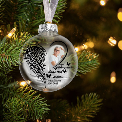 Boule transparente commémorative Ornements Prénom et Date Personnalisés avec Photo boule de noël | Jessemade