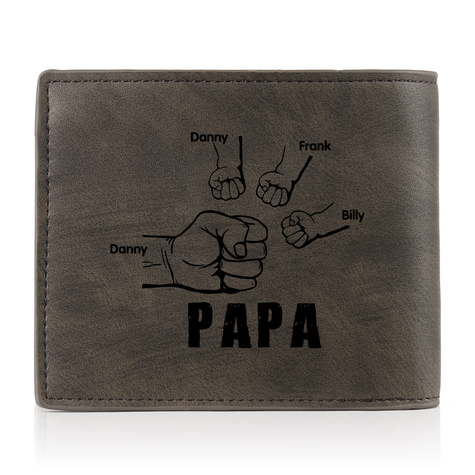 À mon Papa - Portefeuille Poings 4 Prénoms Personnalisés avec Photo Classique Homme Porte-Monnaie Carte