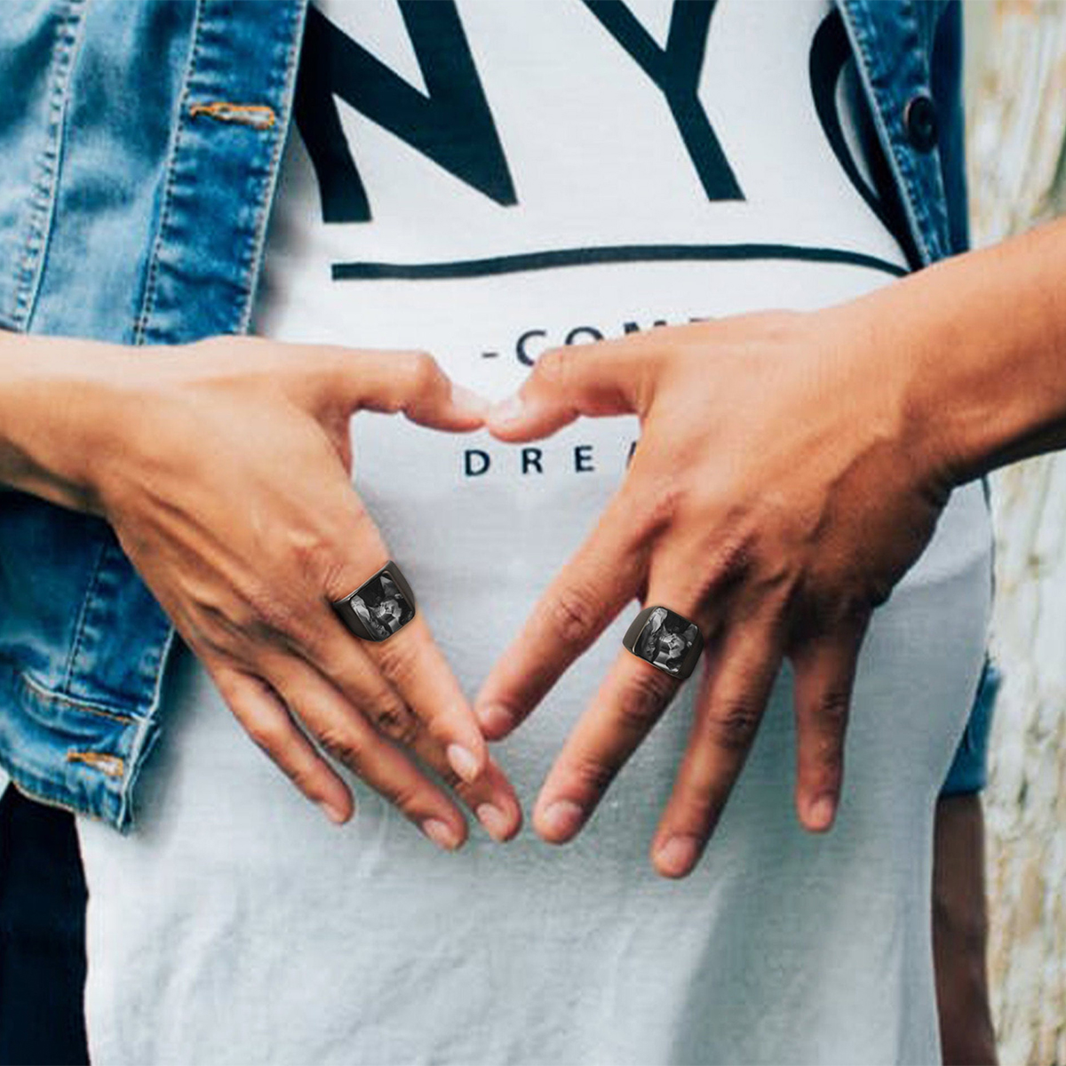 Bague chevalière Photo Personnalisée pour homme