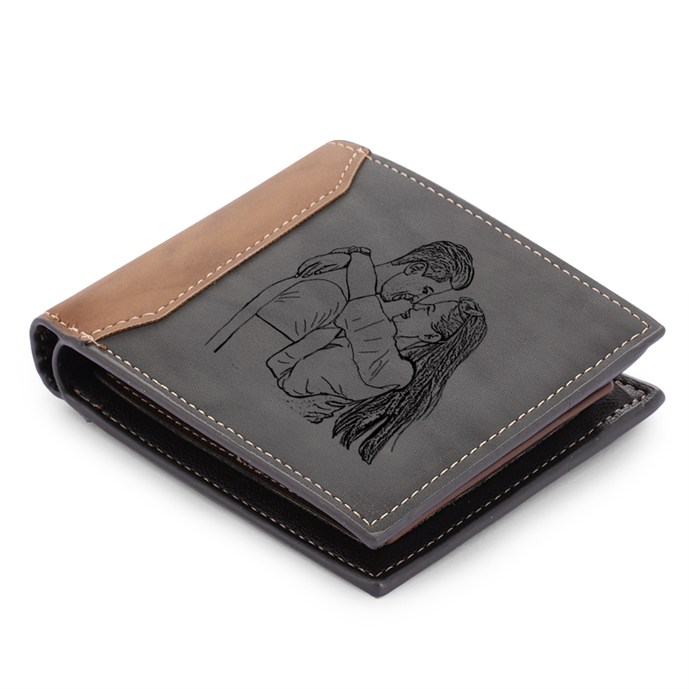 Portefeuille 1 Prénom Personnalisé avec Photo et Lettre Homme Porte-Monnaie Carte | Jessemade
