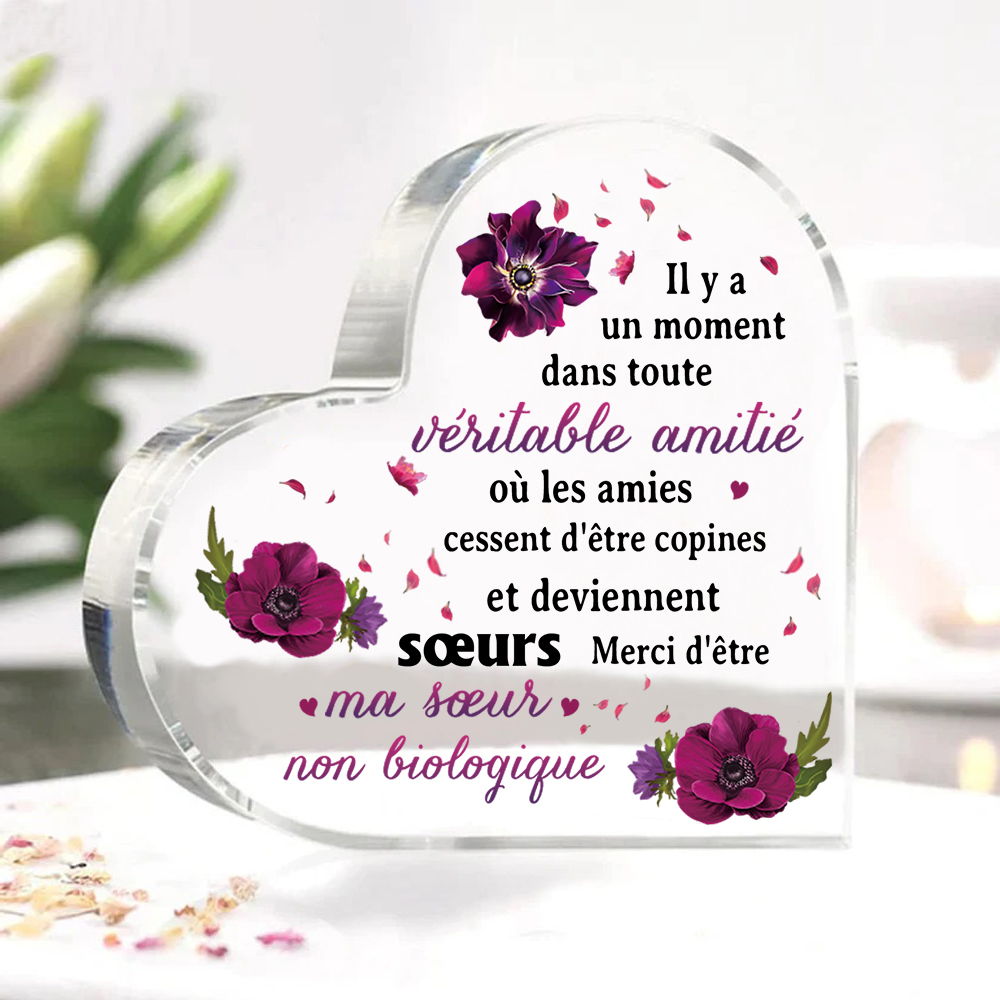 Plaque Acrylique en Forme de Cœur | Cadeau pour Meilleure Amie - Jessemade