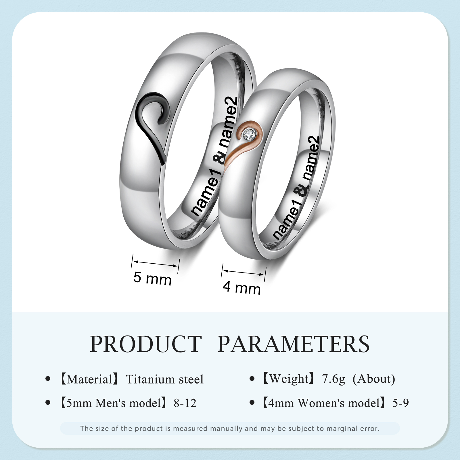 Bague Couple 2 Prénoms Personnalisés Alliance Bague Homme
