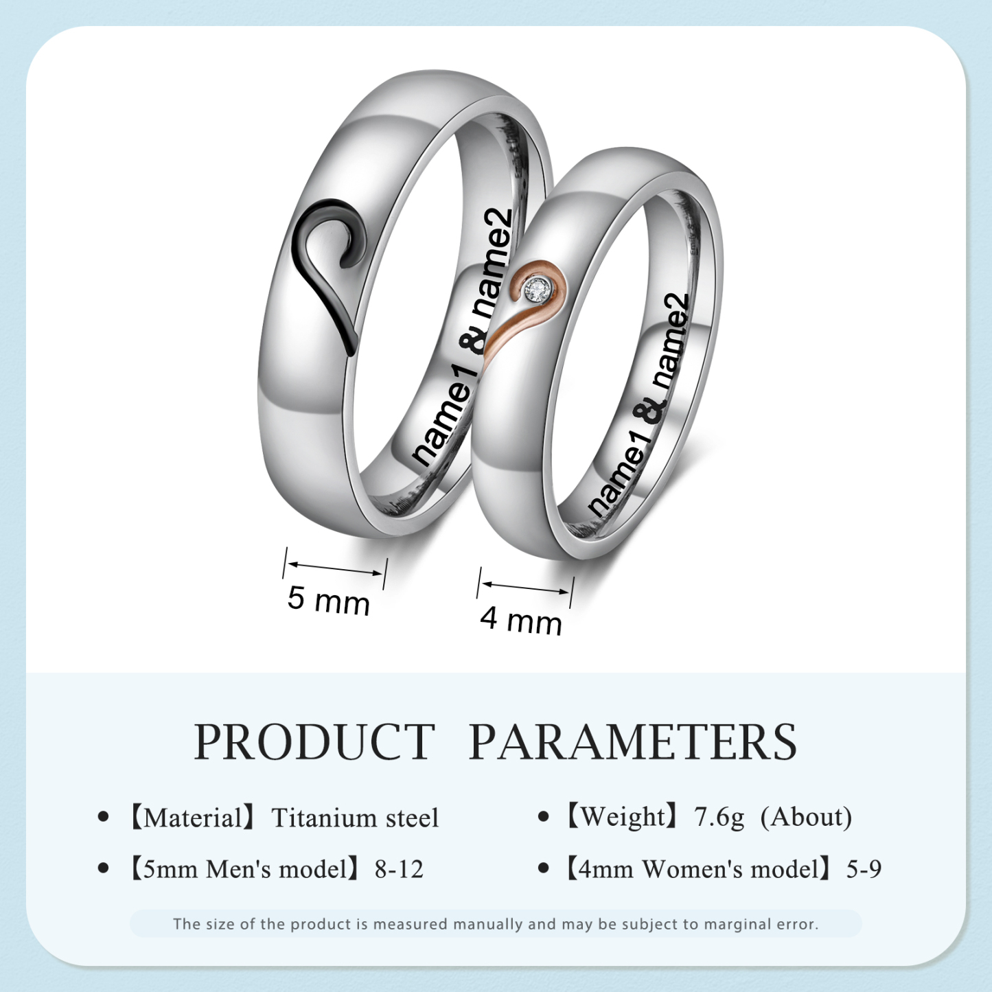 Bague Couple 2 Prénoms Personnalisés Alliance Bague Homme