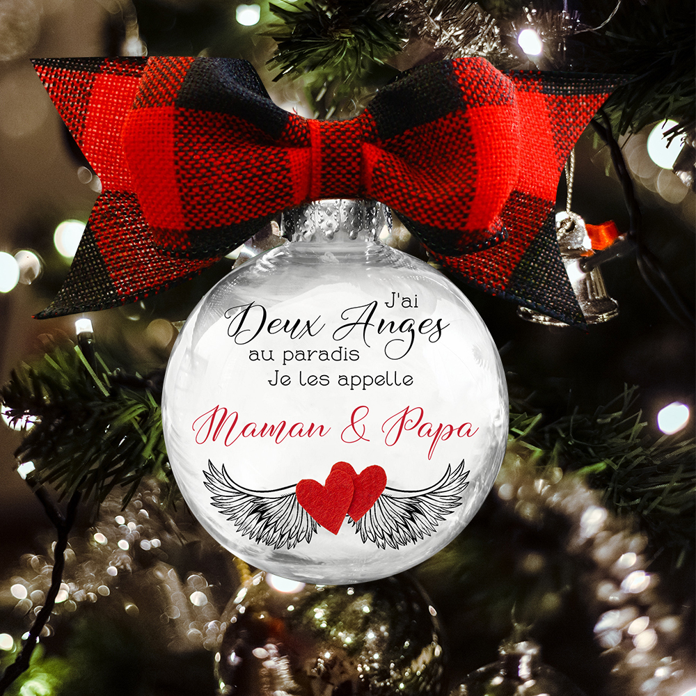 Boule transparente de plumes aile Ornements 2 Prénom Personnalisé boule de noël | Jessemade