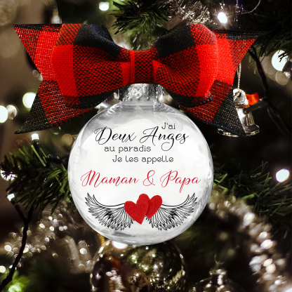 Boule transparente de plumes aile Ornements 2 Prénom Personnalisé boule de noël | Jessemade