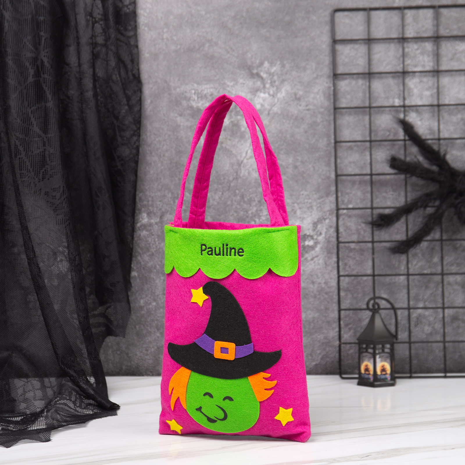 Sac de Bonbons Sorcière🧙‍♀ d'Halloween 1 Prénom Personnalisé