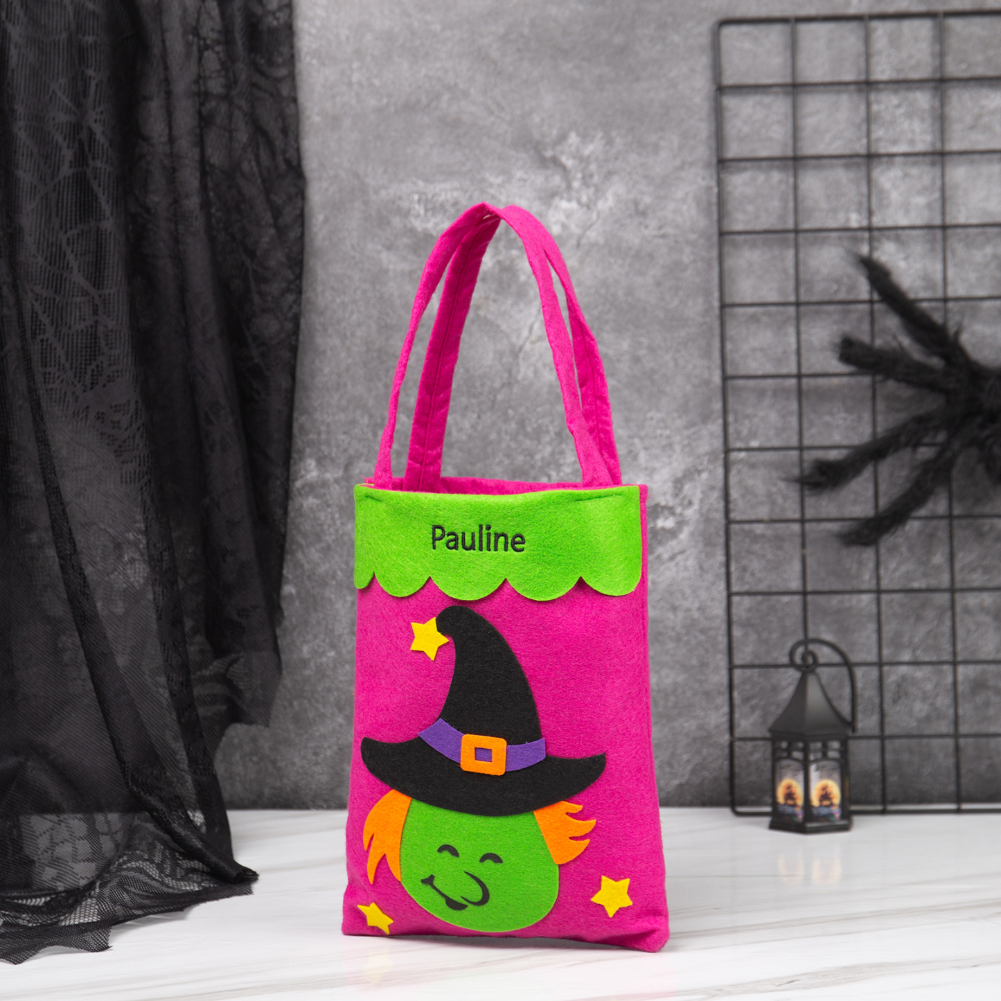 Sac de Bonbons Sorcière🧙‍♀ d'Halloween 1 Prénom Personnalisé