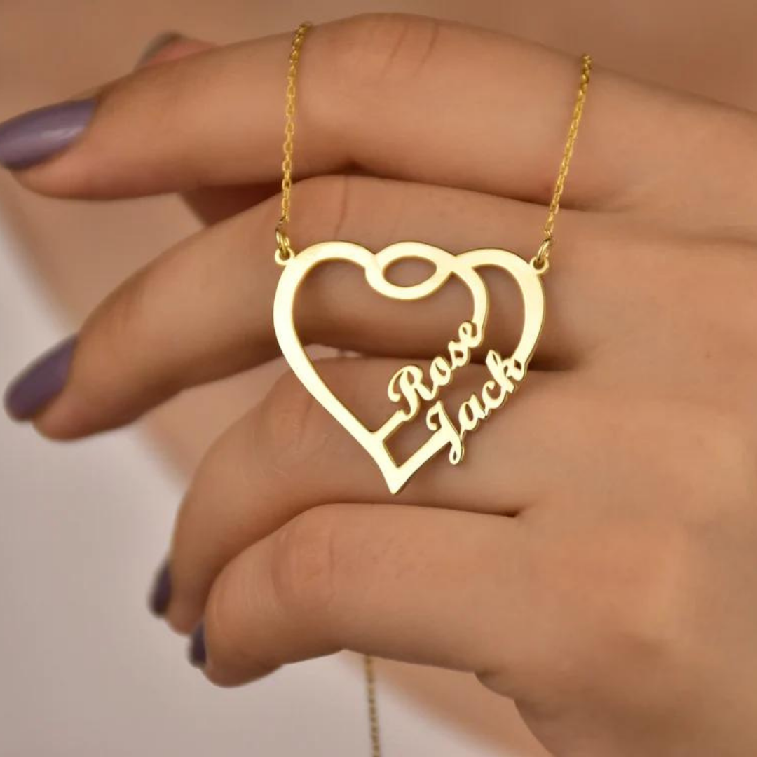 Collier Prénom Personnalisé En Argent 925 Pour Femmes avec 2 Prénoms