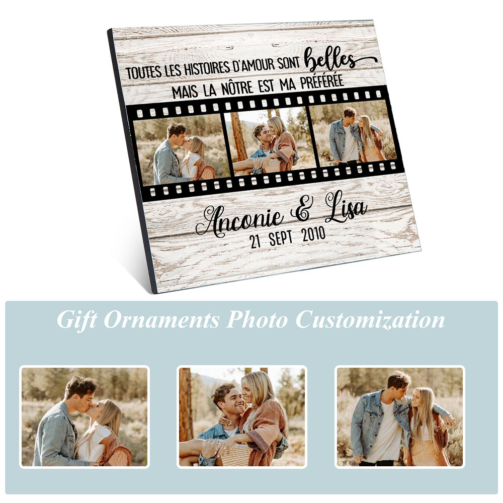 Cadre en bois de Saint-Valentin 2 Prénoms personnalisé avec 3 photos | Jessemade