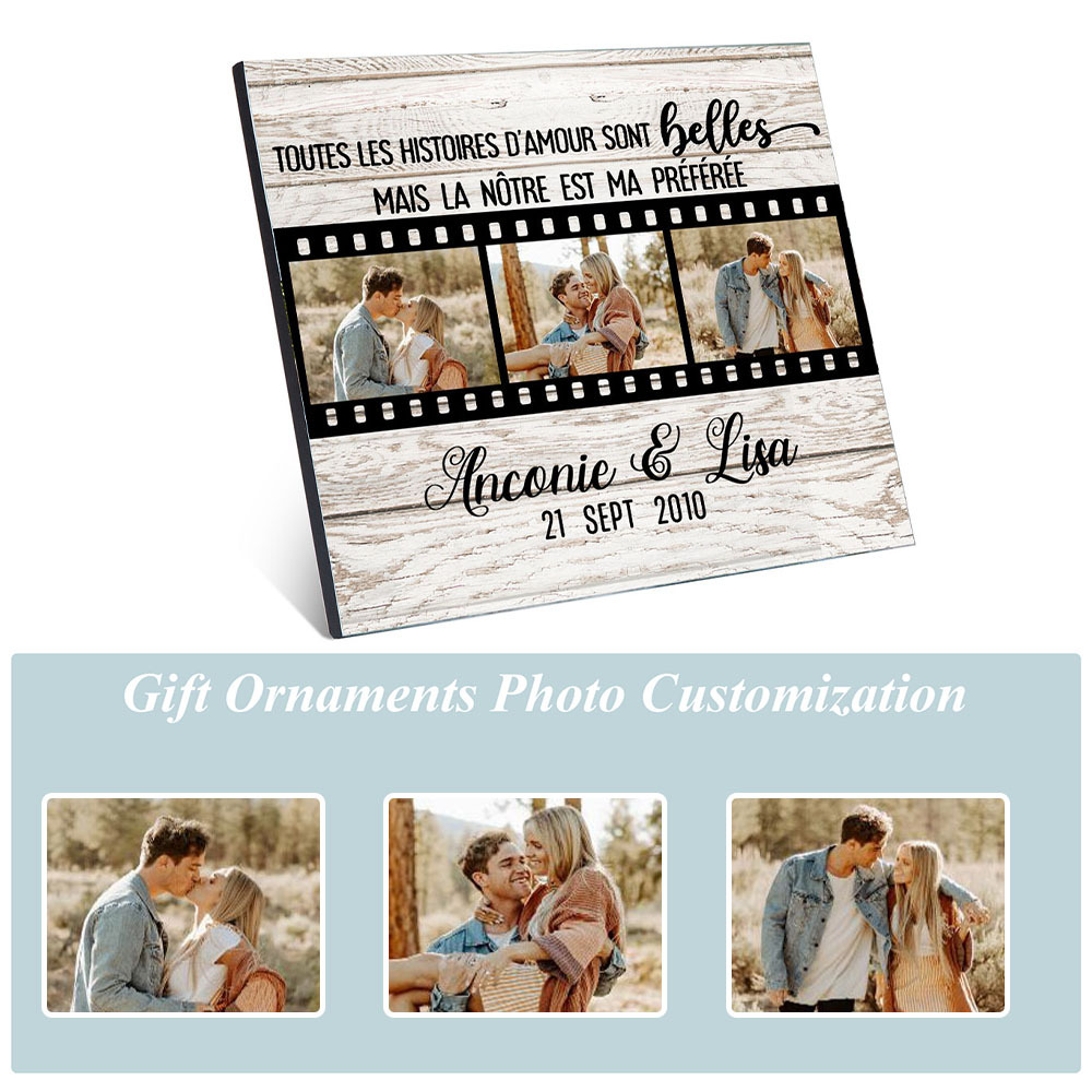 Cadre en bois de Saint-Valentin 2 Prénoms personnalisé avec 3 photos | Jessemade