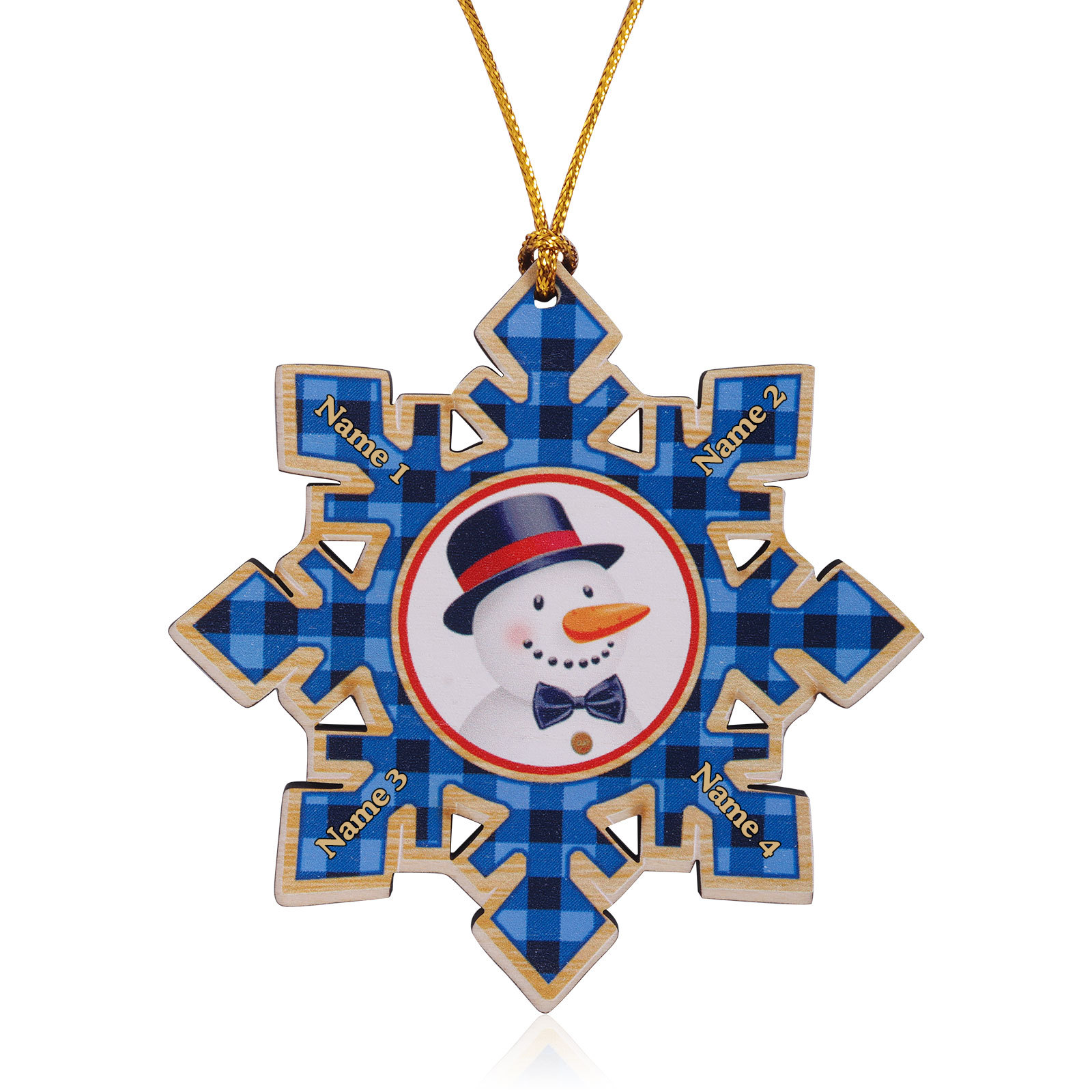 2-6 Noms Décoration Sapin Noël Personnalisés Décoration Flocon Bleu en Bois | Jessemade