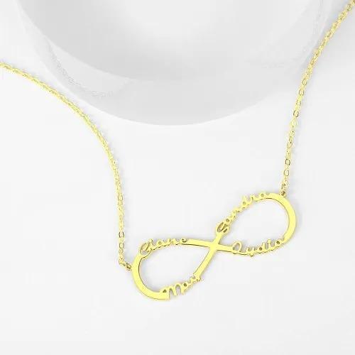 Collier 4 Prénom Infini en Argent 925 Quatre Prénoms