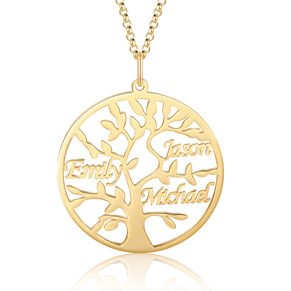 Collier Argent Arbre de vie Arbre généalogique 3 prenoms